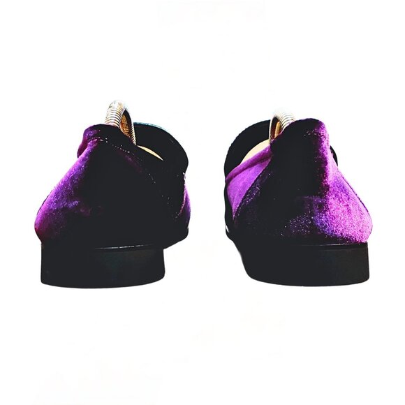 Mens Velvet Loafer Dress Shoe Size 11 Purple Gold Metal Bit Prom Evening - Picture 5 of 5